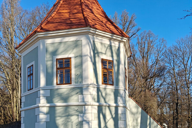 Němčice, zámek - gloriet, únor 2025